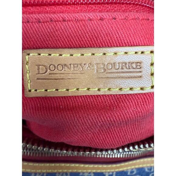 VTGDooney & Bourke Monogram Logo Shoulder Bag Matching Pouch Navy Canvas Leather - Picture 9 of 15